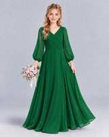 Dark Green A-line Junior Bridesmaid Dress Front