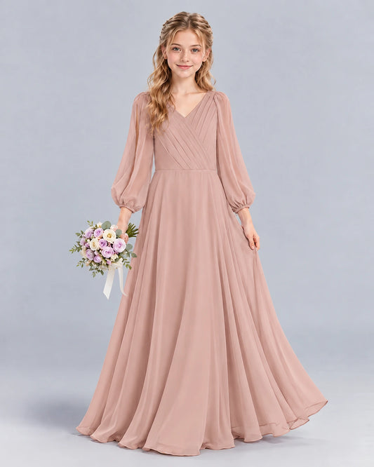 Dusty Rose A-line Junior Bridesmaid Dress Front