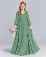 Eucalyptus A-line Junior Bridesmaid Dress Front