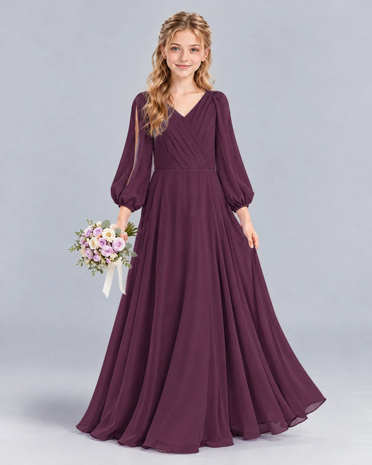 Grape A-line Junior Bridesmaid Dress Front