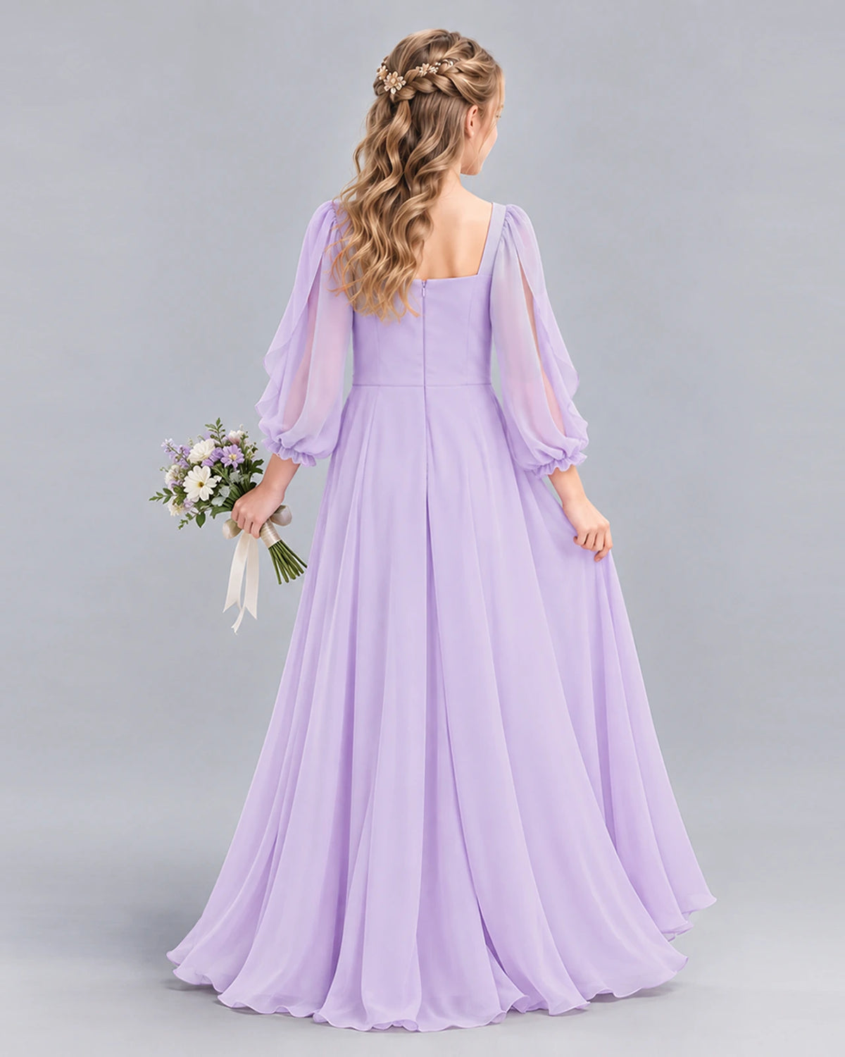 Lavender A-line Junior Bridesmaid Dress Back [Shared]