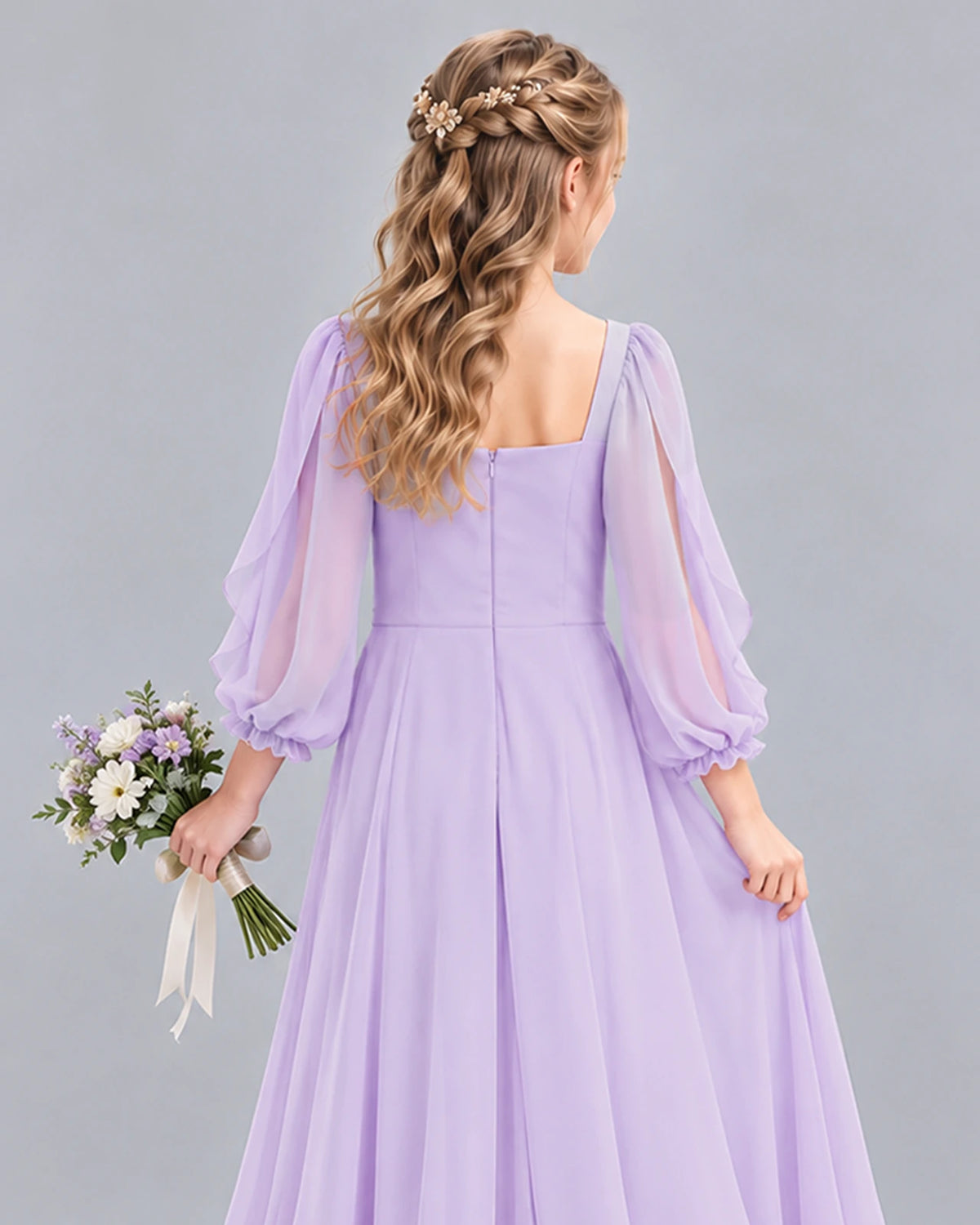Lavender A-line Junior Bridesmaid Dress Back_Detail [Shared]