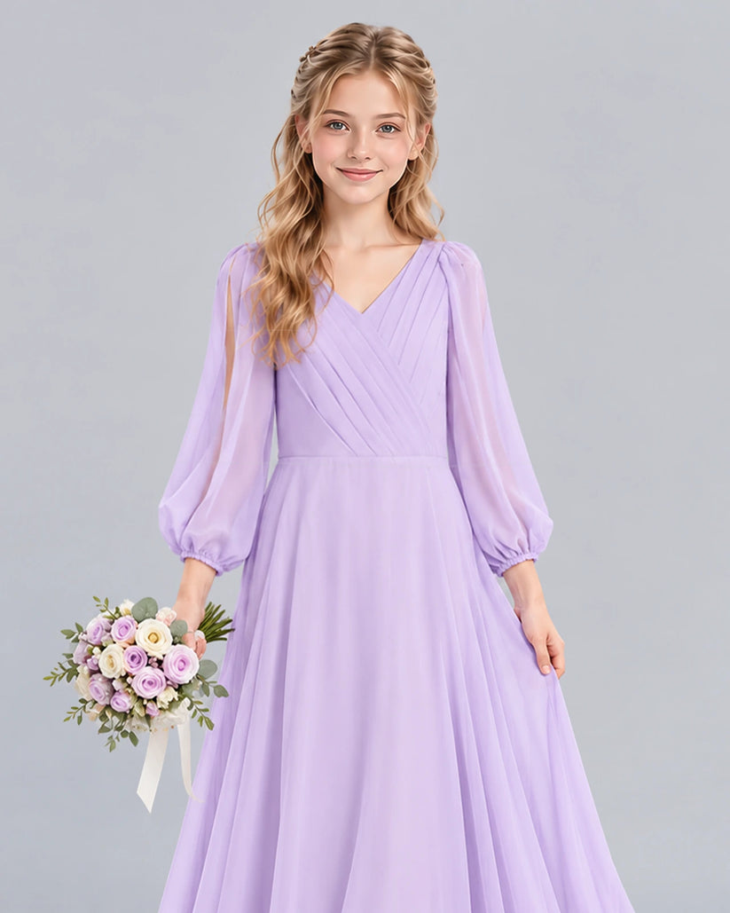 Lavender A-line Junior Bridesmaid Dress Detail [Shared]