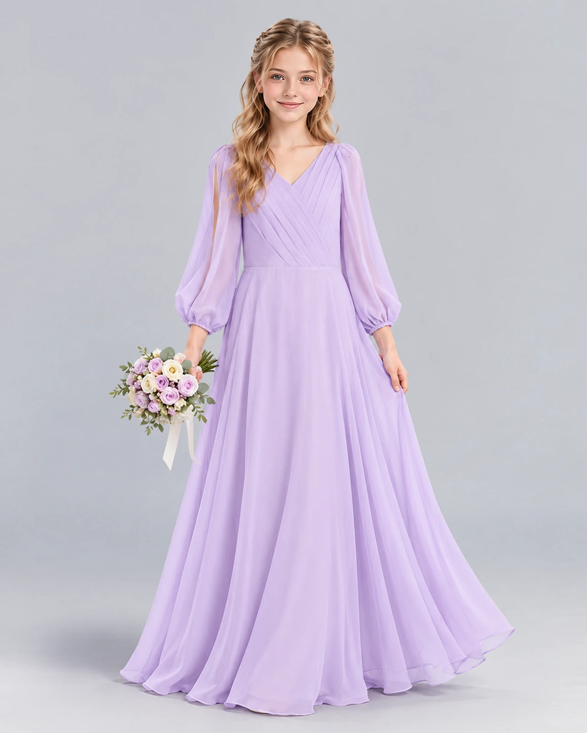 Lavender A-line Junior Bridesmaid Dress Front