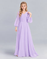 Lavender A-line Junior Bridesmaid Dress Pose [Shared]