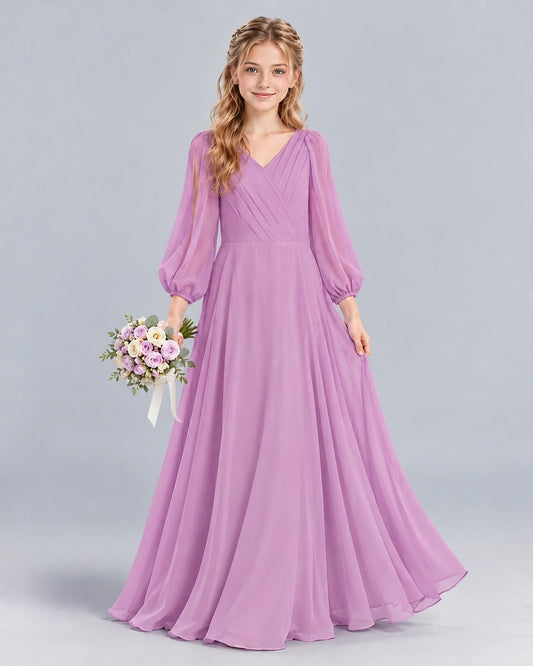 Lilac A-line Junior Bridesmaid Dress Front
