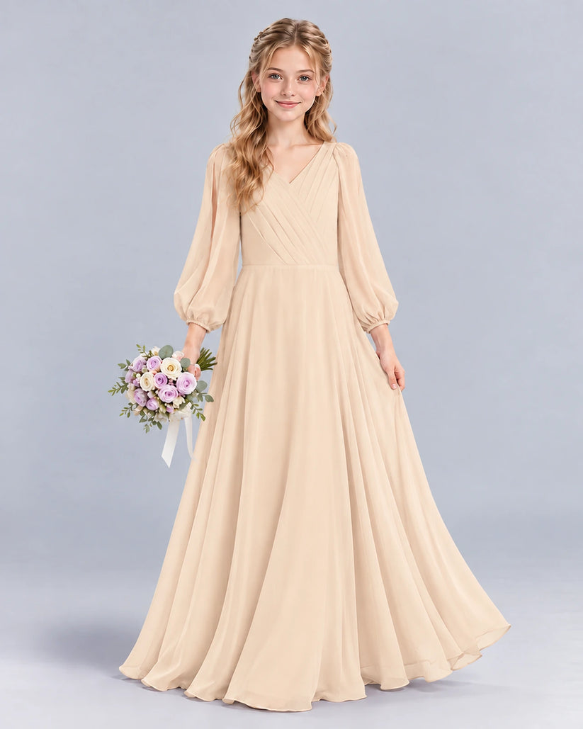 Peach A-line Junior Bridesmaid Dress Front
