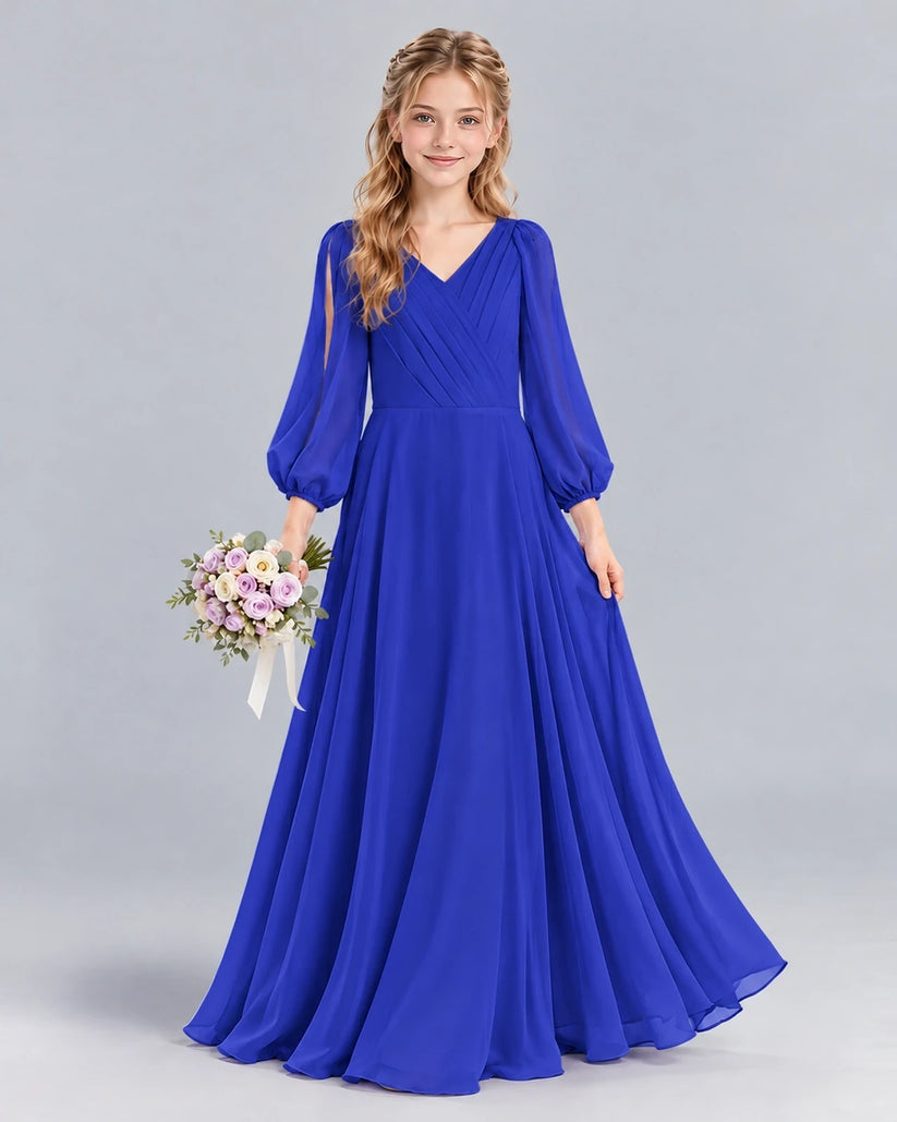 Royal Blue A-line Junior Bridesmaid Dress Front