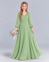Sage Green A-line Junior Bridesmaid Dress Front
