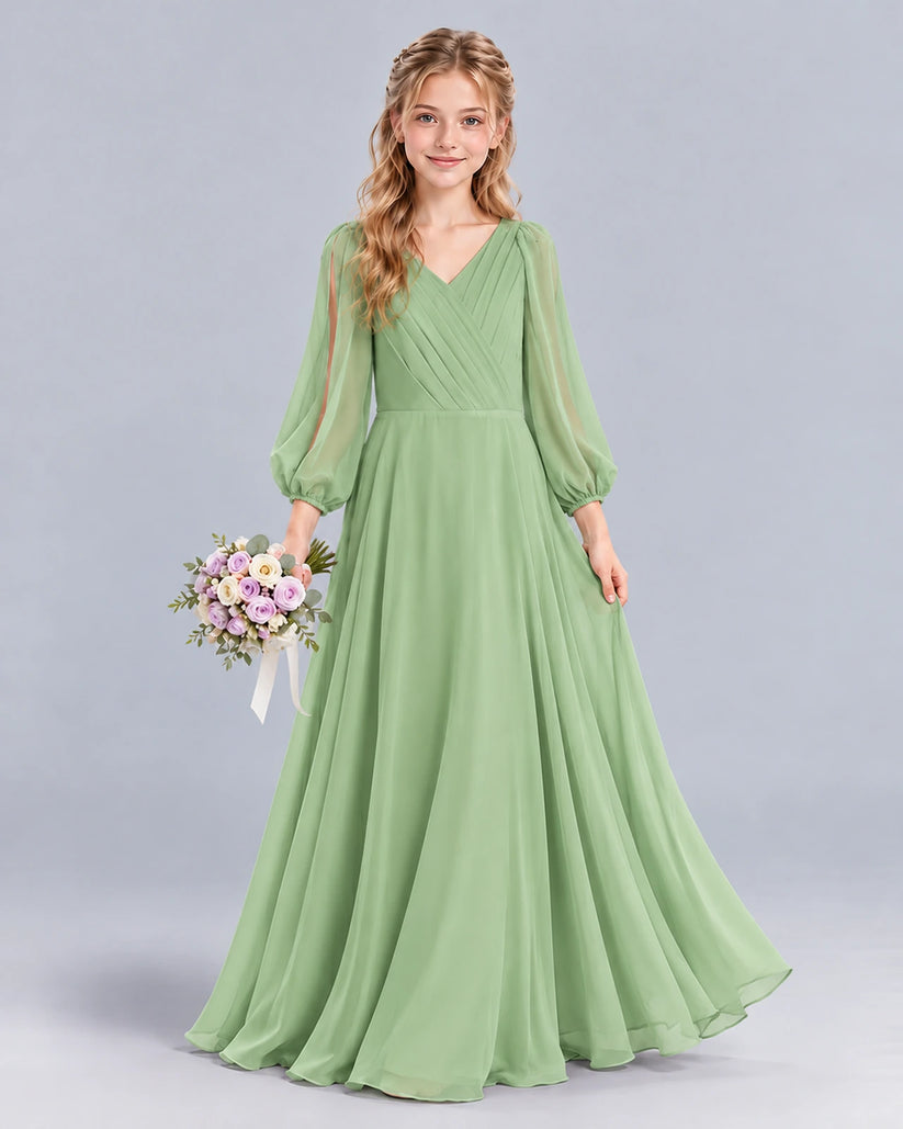 Sage Green A-line Junior Bridesmaid Dress Front