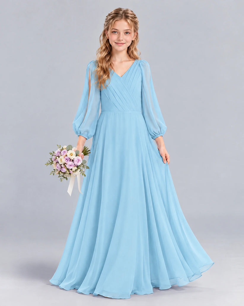 Sky Blue A-line Junior Bridesmaid Dress Front
