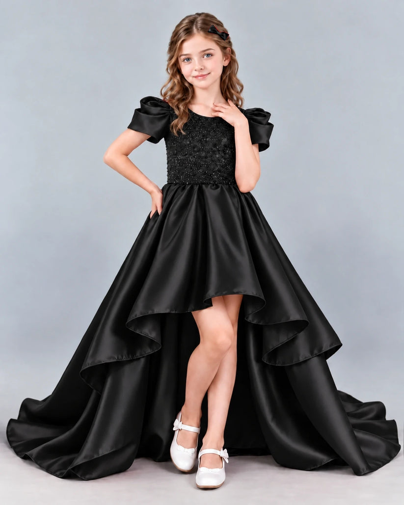 Black Ball Gown Girls Formal Dress Front