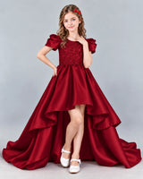 Burgundy Ball Gown Girls Formal Dress Front