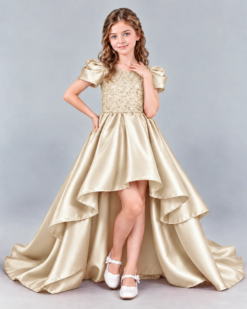 Champagne Ball Gown Girls Formal Dress Front