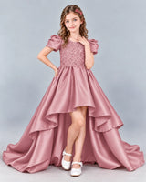 Dusty Rose Ball Gown Girls Formal Dress Front