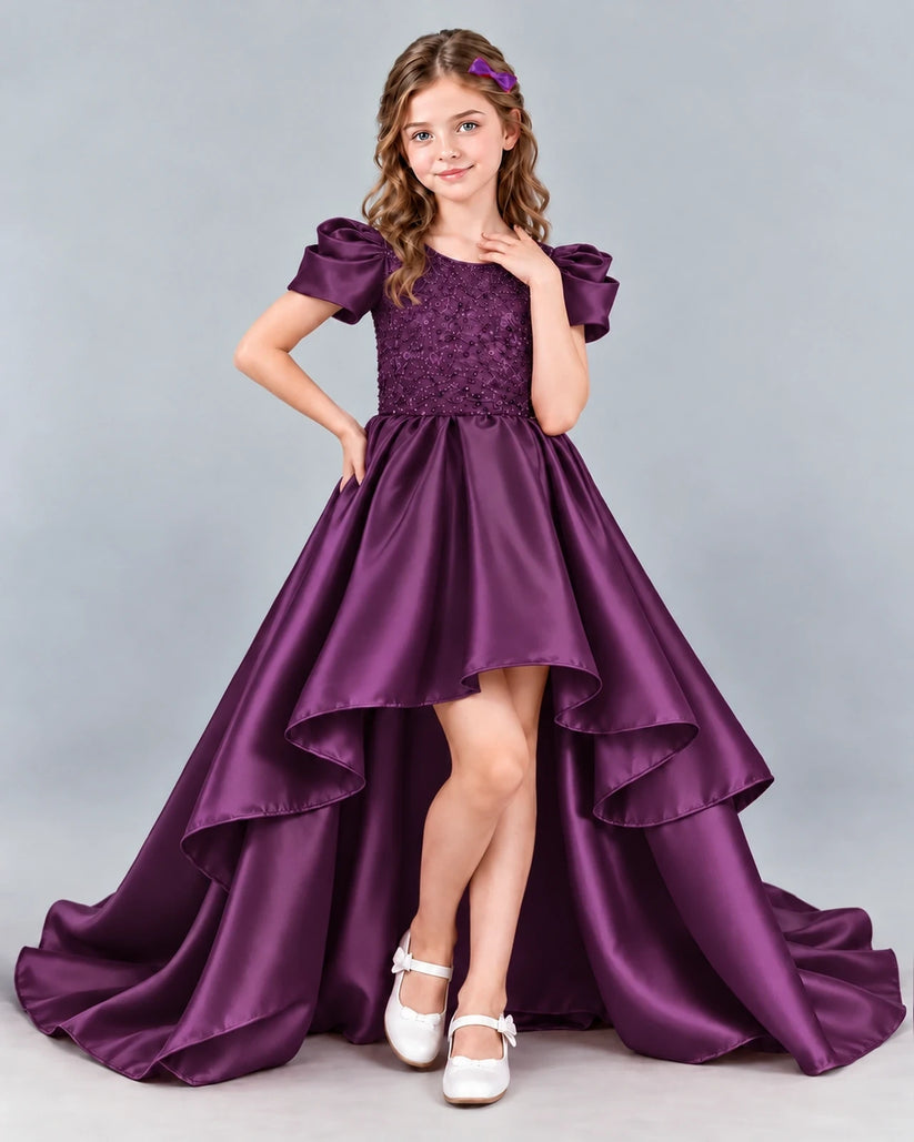 Grape Ball Gown Girls Formal Dress Front