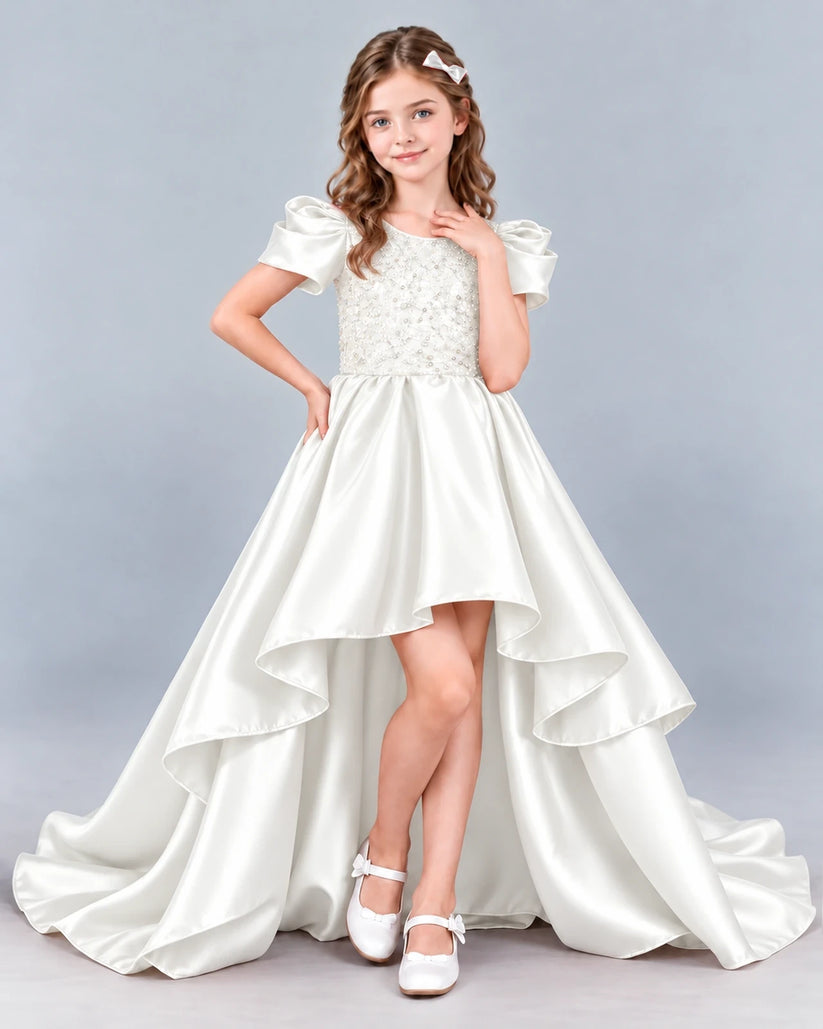 Ivory Ball Gown Girls Formal Dress Front