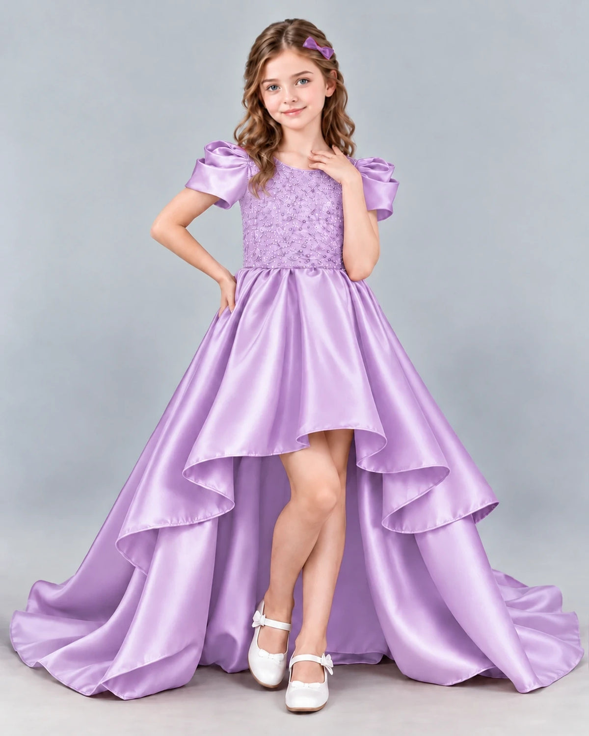 Lilac Ball Gown Girls Formal Dress Front