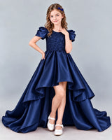 Navy Blue Ball Gown Girls Formal Dress Front