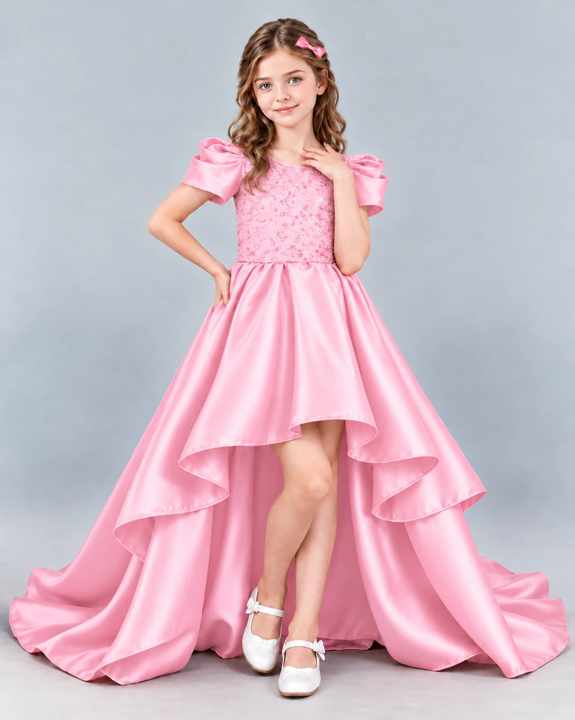 Pink Ball Gown Girls Formal Dress Front