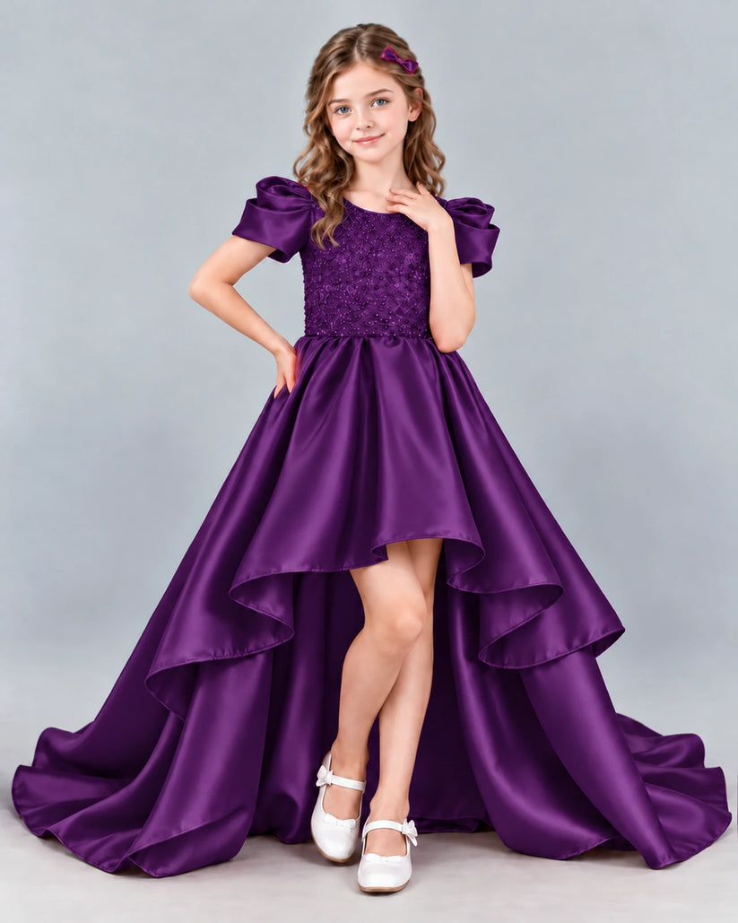 Purple Ball Gown Girls Formal Dress Front