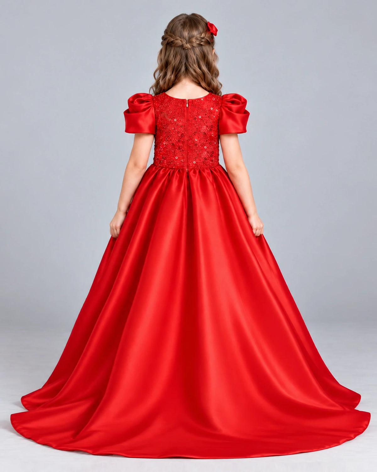 Red Ball Gown Girls Formal Dress Back [Shared]