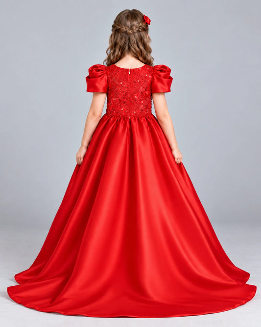 Red Ball Gown Girls Formal Dress Back [Shared]