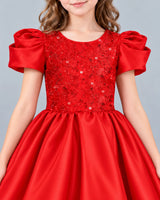 Red Ball Gown Girls Formal Dress Detail [Shared]