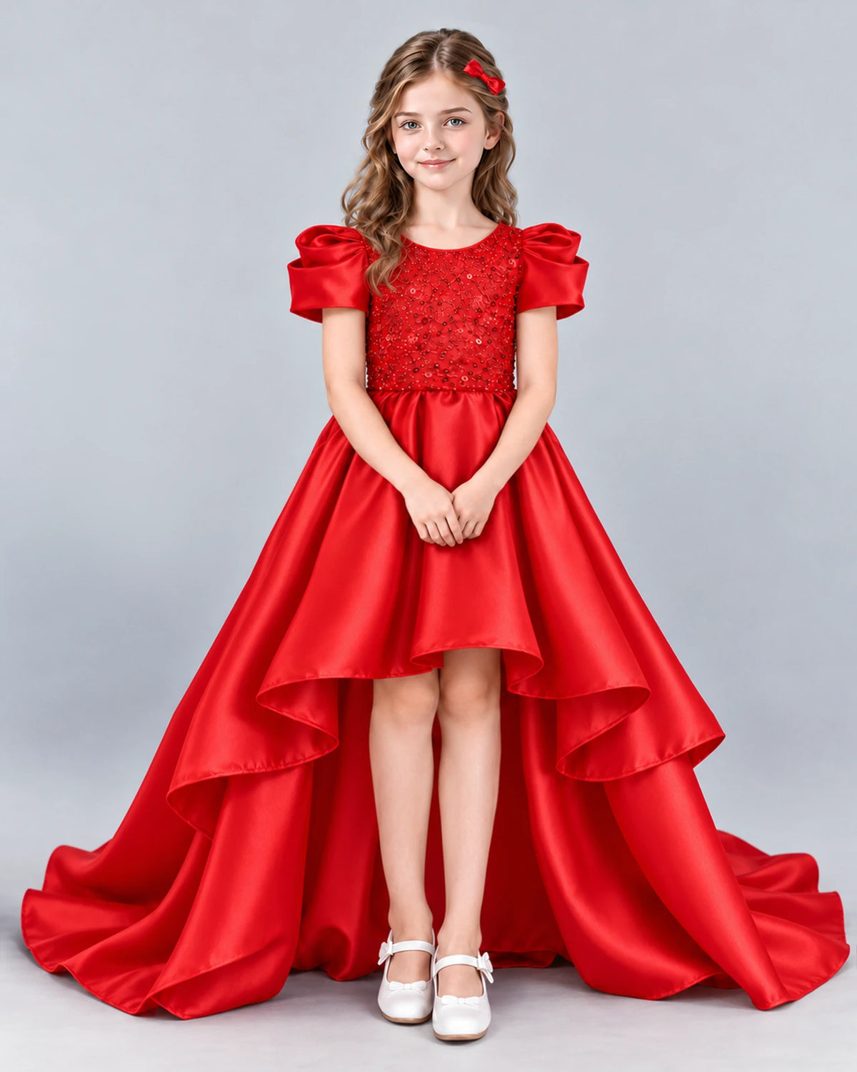 Red Ball Gown Girls Formal Dress Pose [Shared]