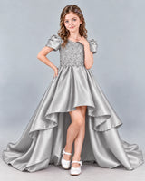 Silver Ball Gown Girls Formal Dress Front