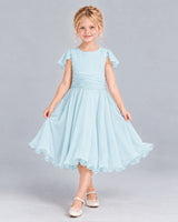 Baby Blue A-line Junior Bridesmaid Dress Front