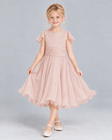 Blush Pink A-line Junior Bridesmaid Dress Front
