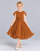 Burnt Orange A-line Junior Bridesmaid Dress Front