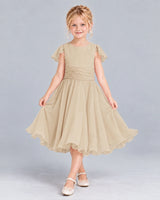 Champagne A-line Junior Bridesmaid Dress Front