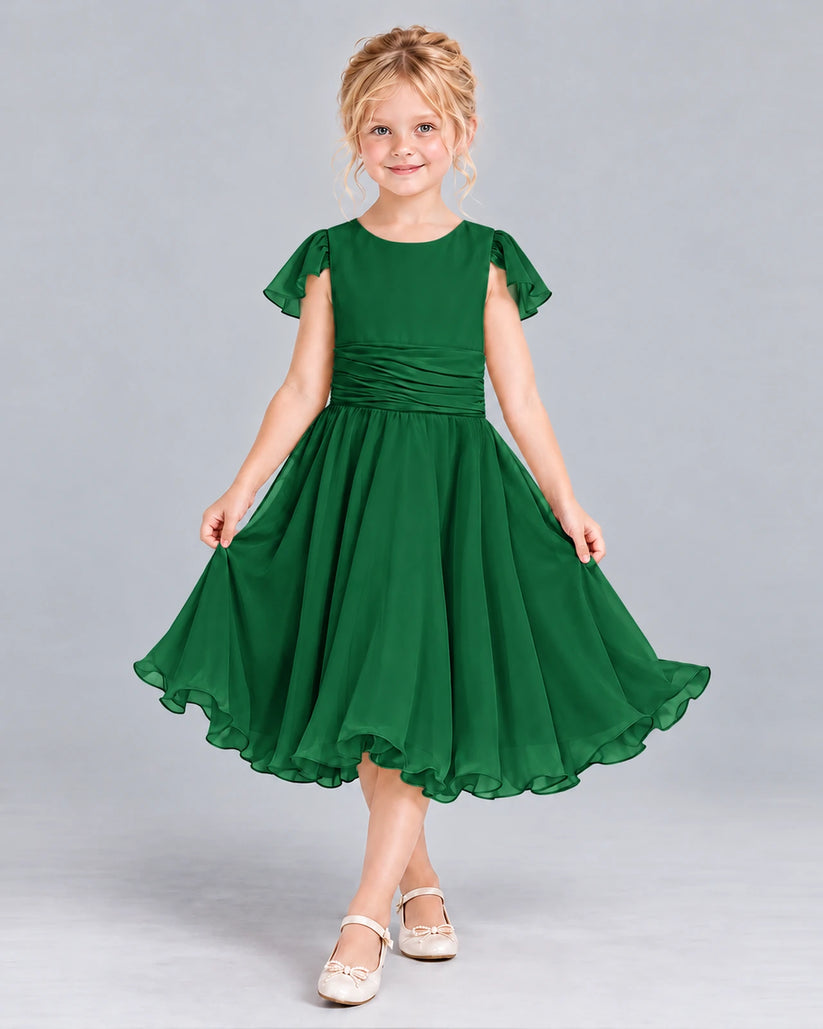 Dark Green A-line Junior Bridesmaid Dress Front