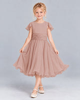 Dusty Rose A-line Junior Bridesmaid Dress Front
