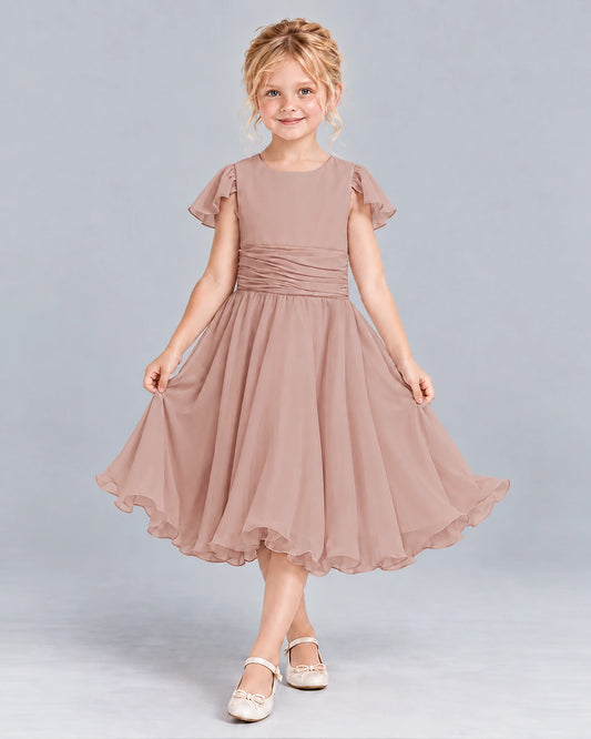 Dusty Rose A-line Junior Bridesmaid Dress Front