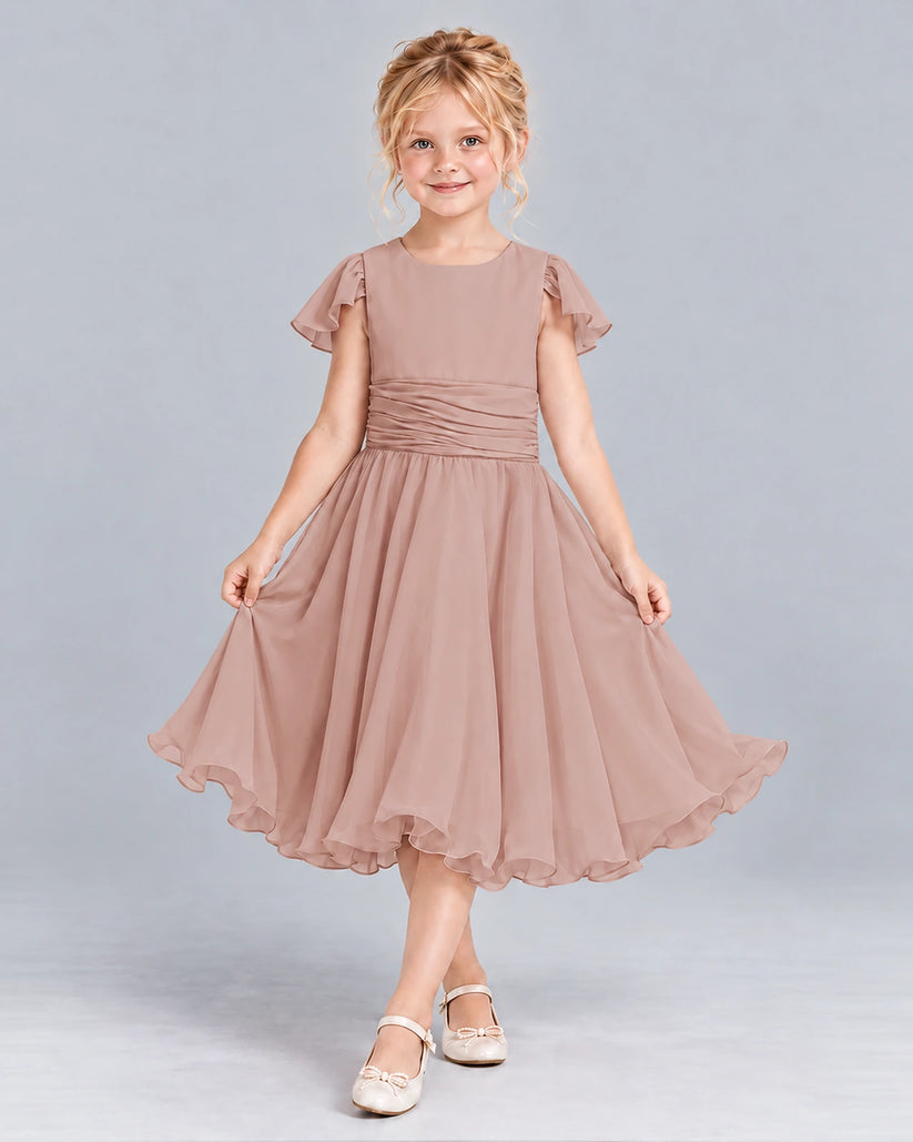 Dusty Rose A-line Junior Bridesmaid Dress Front