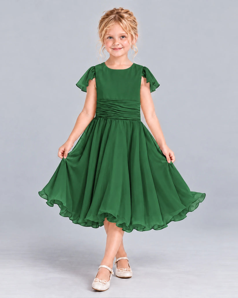 Emerald Green A-line Junior Bridesmaid Dress Front