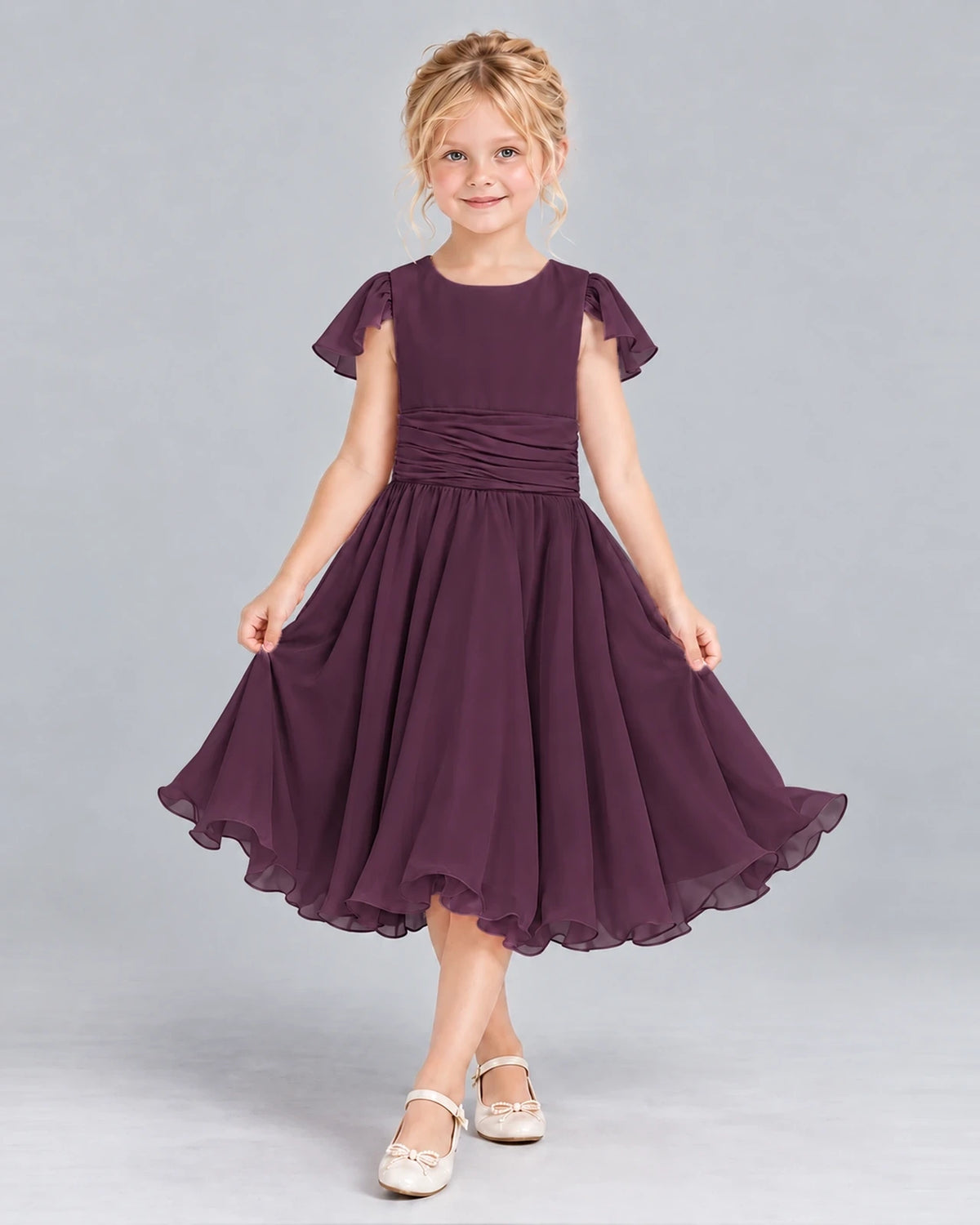 Grape A-line Junior Bridesmaid Dress Front