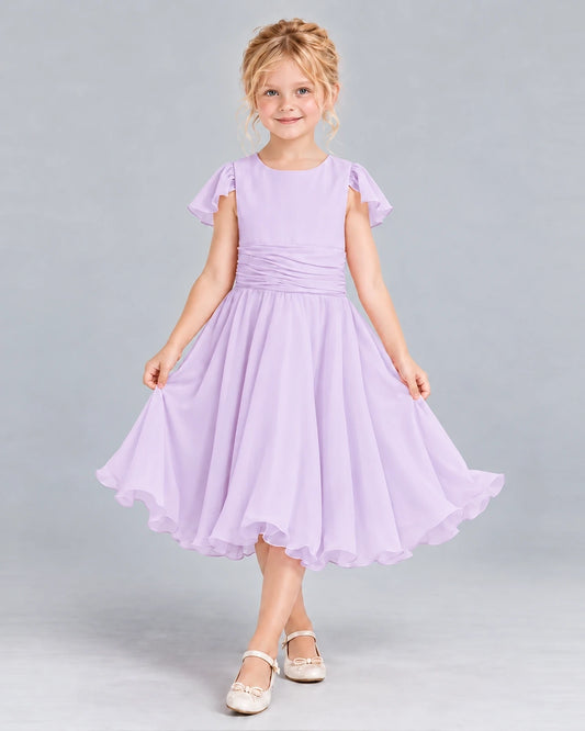 Lavender A-line Junior Bridesmaid Dress Front
