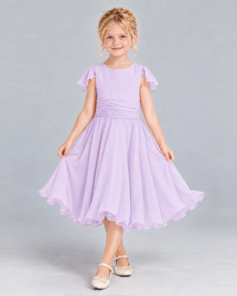 Lavender A-line Junior Bridesmaid Dress Front