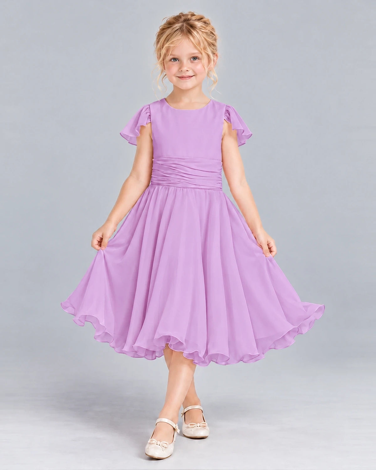 Lilac A-line Junior Bridesmaid Dress Front