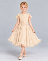 Peach A-line Junior Bridesmaid Dress Front
