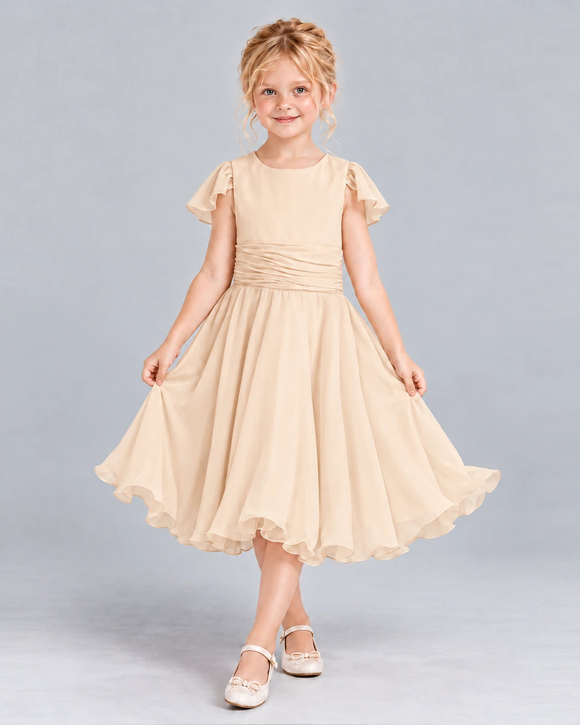 Peach A-line Junior Bridesmaid Dress Front
