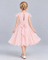 Pink A-line Junior Bridesmaid Dress Back [Shared]