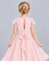 Pink A-line Junior Bridesmaid Dress Back_Detail [Shared]
