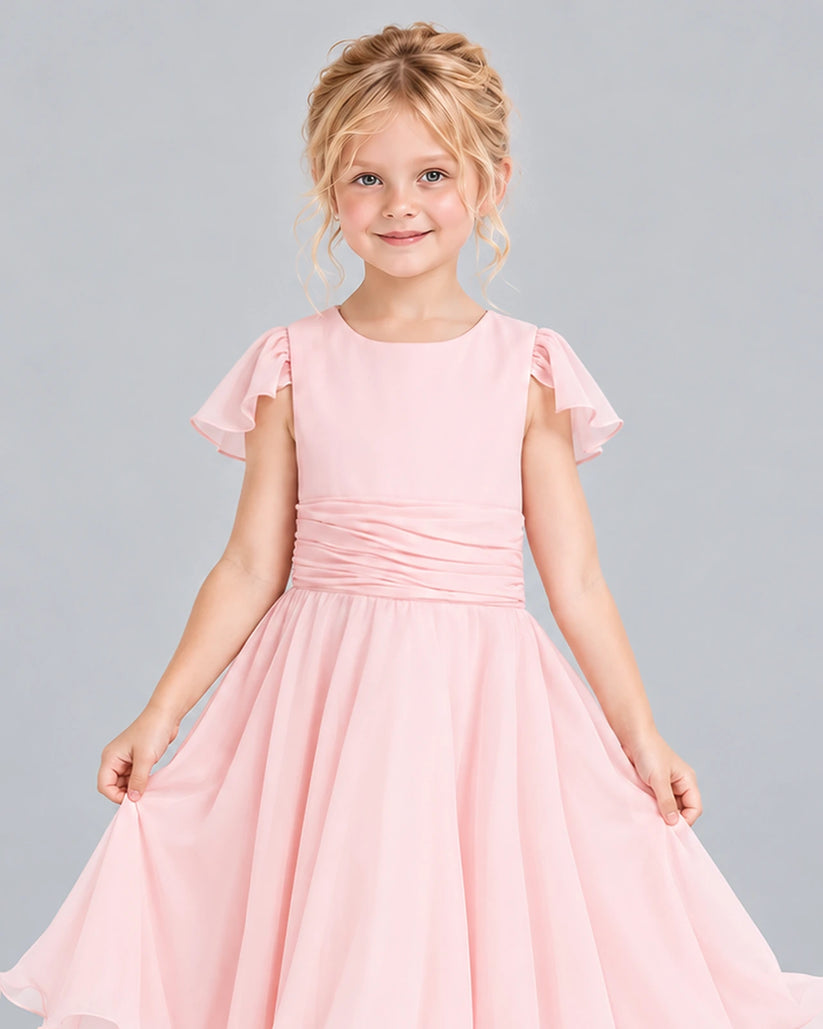 Pink A-line Junior Bridesmaid Dress Detail [Shared]