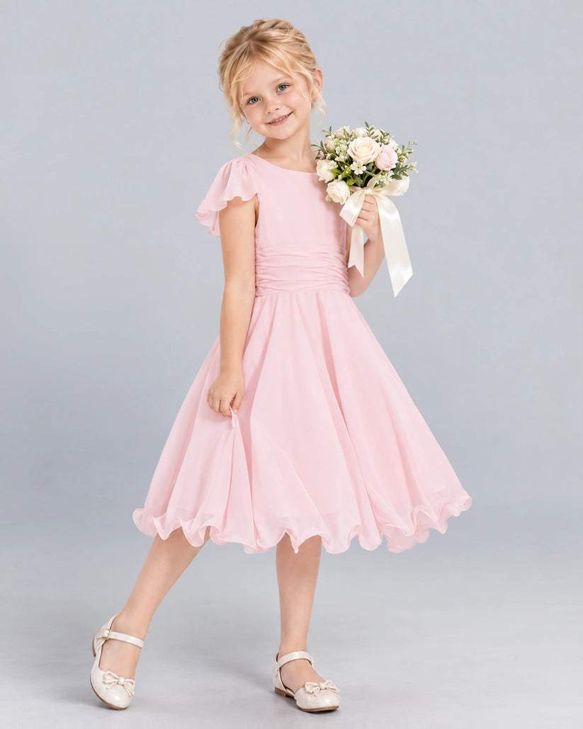 Pink A-line Junior Bridesmaid Dress Side [Shared]