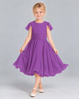 Purple A-line Junior Bridesmaid Dress Front